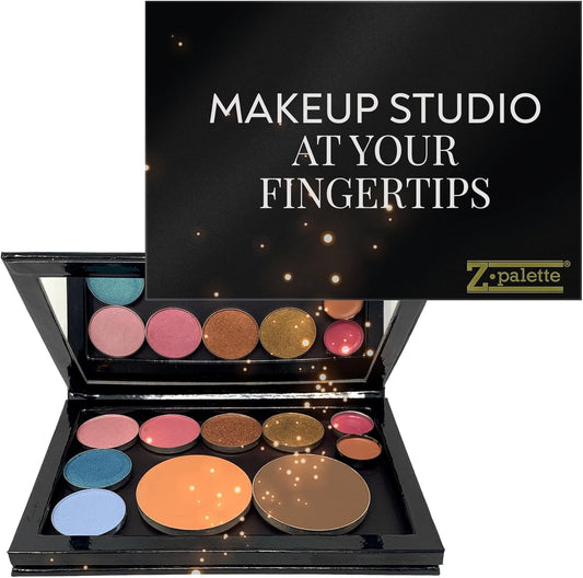 Junior Magnetic Makeup Palette, Empty Magnetic Palette, Universal Magnet makeup palette for Eyeshadows, Powders, Customizable Beauty Organizer with Mirror