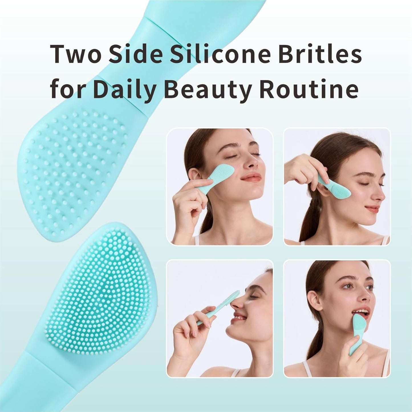 Silicone Face Scrubber Blackhead Remover Tool-2 in 1 Nose Scrubber Black Head Remover for Face Nose, Skin Scrubber Face Spatula for Women Men Pore Cleansing Skin Care(Light Blue)