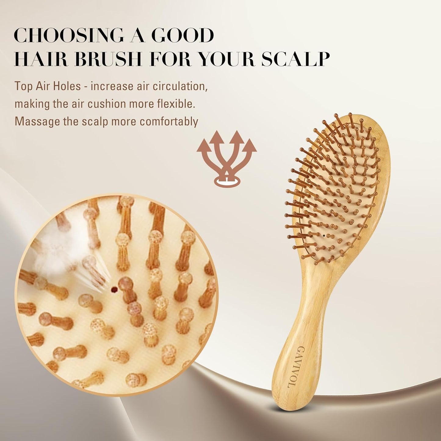 Bamboo Brush for Hair Growth – Natural Bamboo Bristles Detangling & Scalp Massage Hairbrush – Ergonomic Wooden Handle – All Hair Types for Women, Men & Kids