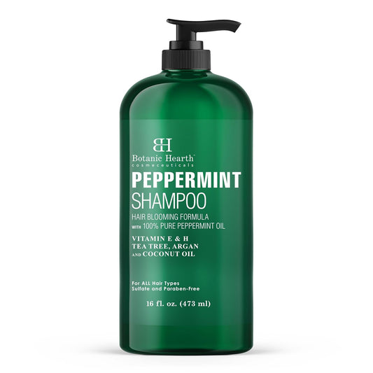 Botanic Hearth Peppermint Oil Shampoo | Hair Blooming Formula With Keratin For Thinning Hair | Fights Hair Loss, | Sulfate Free For Men And Women | 16 Fl Oz