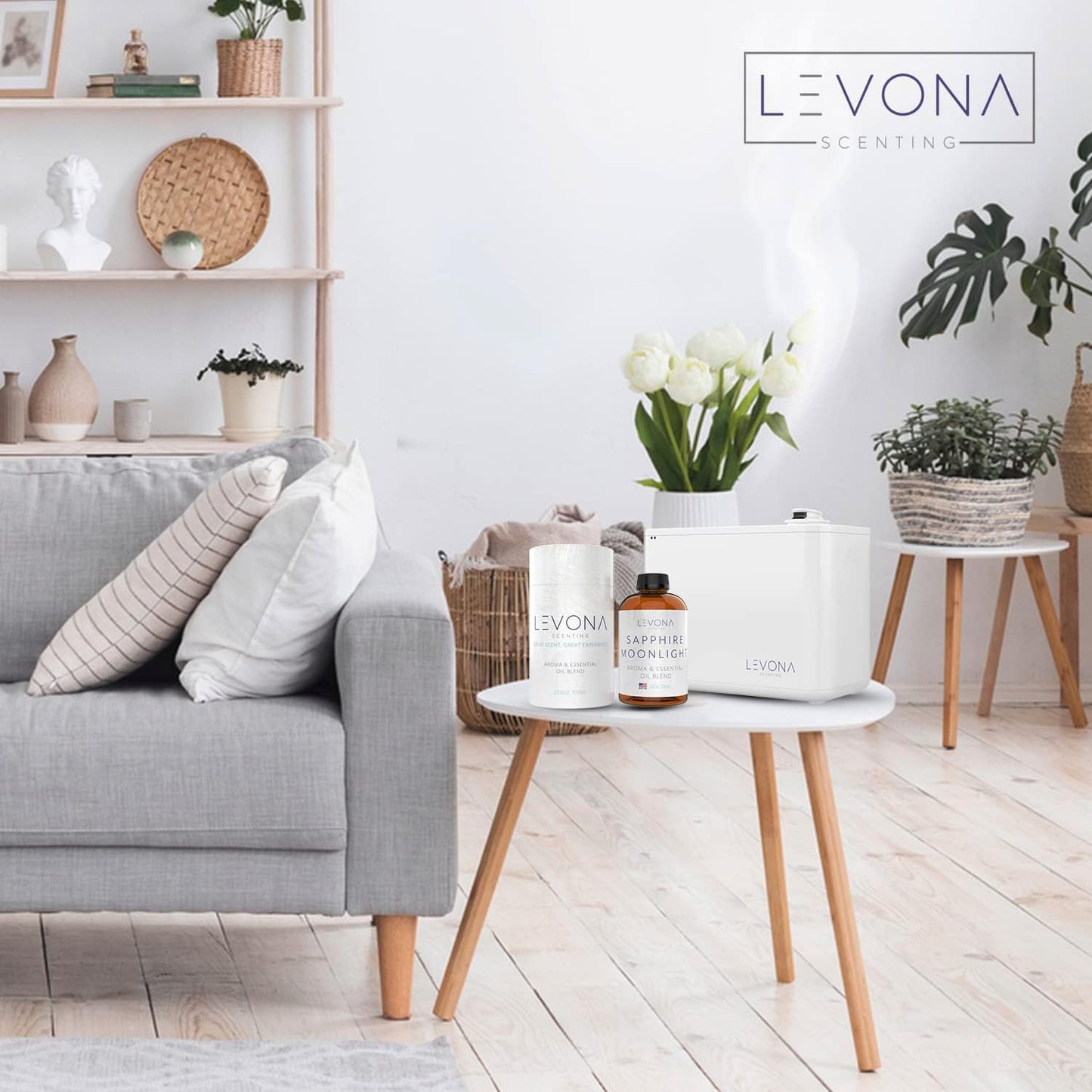 LEVONA Scent 100% Pure Essential Oils for Diffusers and Humidifier, 700ml Aromatherapy Scented Oils Perfect for Sleep, Relaxation and Stress Relief, Made in USA (Sapphire-Moonlight, 700ml)