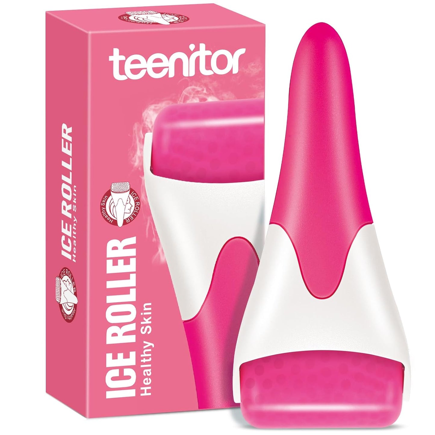 Teenitor Ice Roller, Cold Therapy for Face & Eye Puffiness Relief, Reduce Inflammation, Swelling, and Pain, Mint Scent, Red