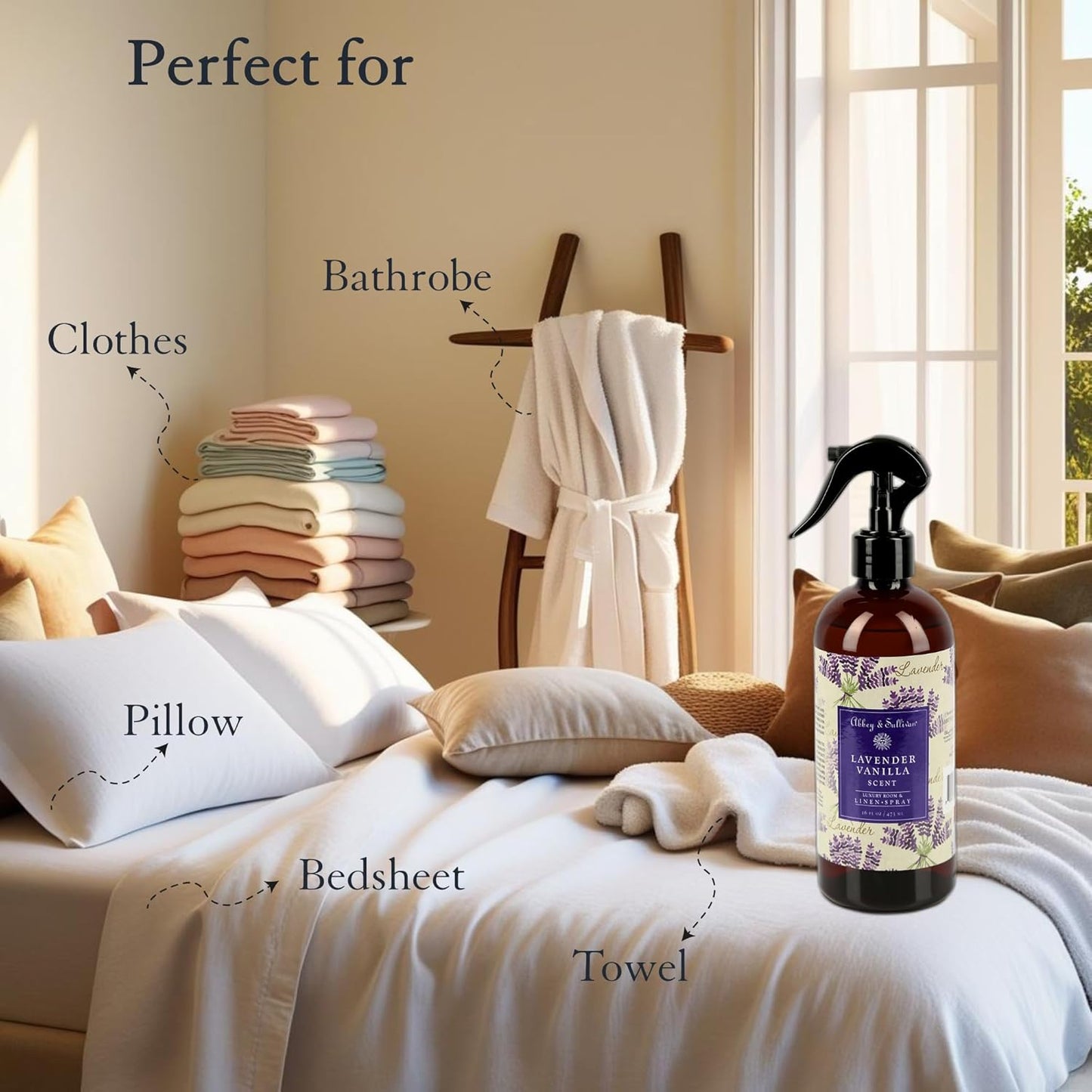 Abbey & Sullivan Linen Spray, Lavender Vanilla, 16 oz.