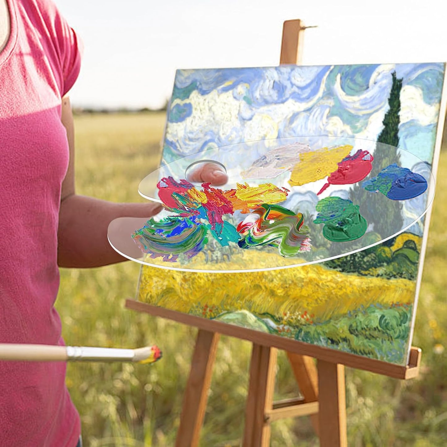 5PCS Acrylic Paint Palette Clear Paint Pallet,Transparent Non-Stick Oil Paint Palette with Protective Kraft for Craft DIY Art Painting Palette- Adults & Kids