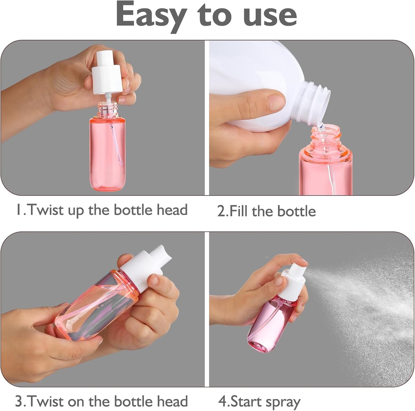Aeibxiy Small Spray Bottle Travel Size 1.35oz 40ML, Fine Mist Plastic Spray Bottles, Refillable Empty Spray Bottle for Toners, Perfume, Face& Hair Spray