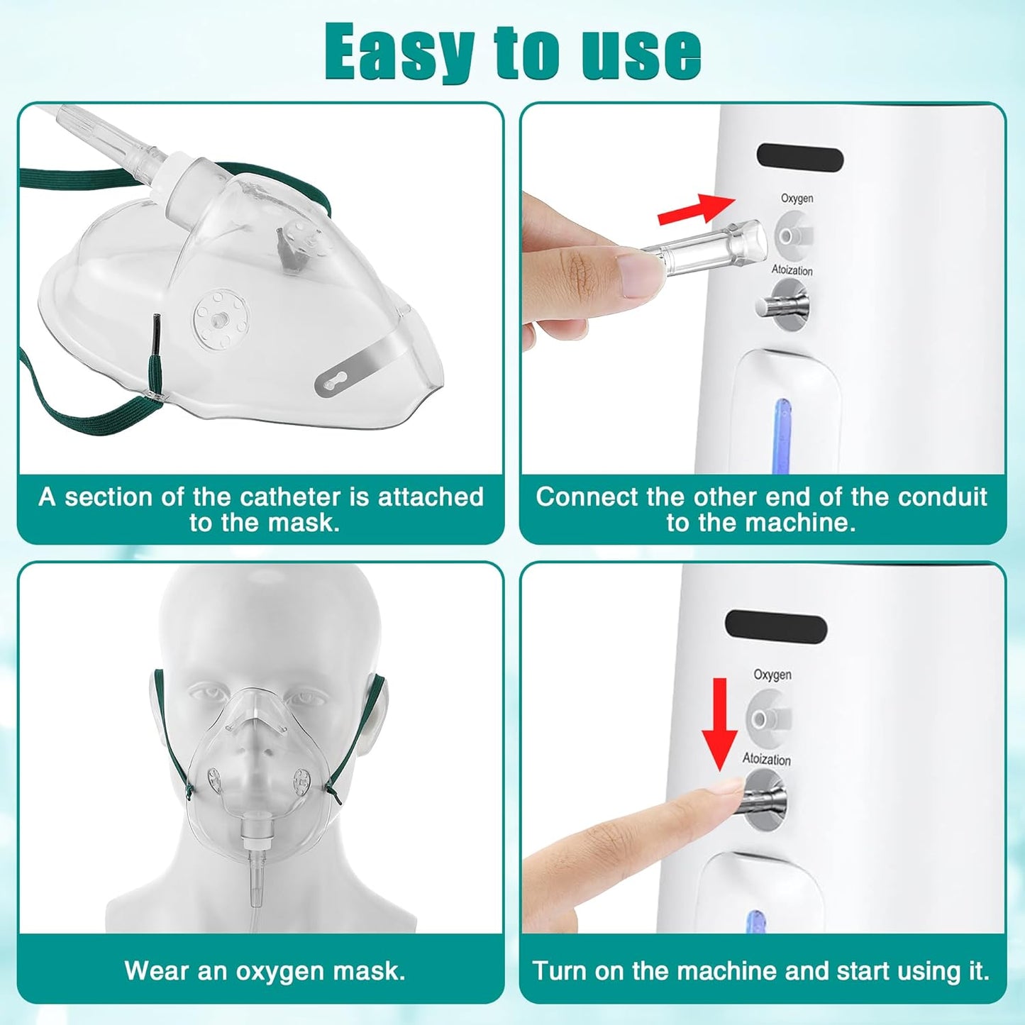 Geiserailie 2 Pack L Size Oxygen Mask with 6.6 Ft Tubing and Adjustable Elastic Strap, Adult Oxygen Mask with Tubing, Transparent Oxygen Masks for Face Adult