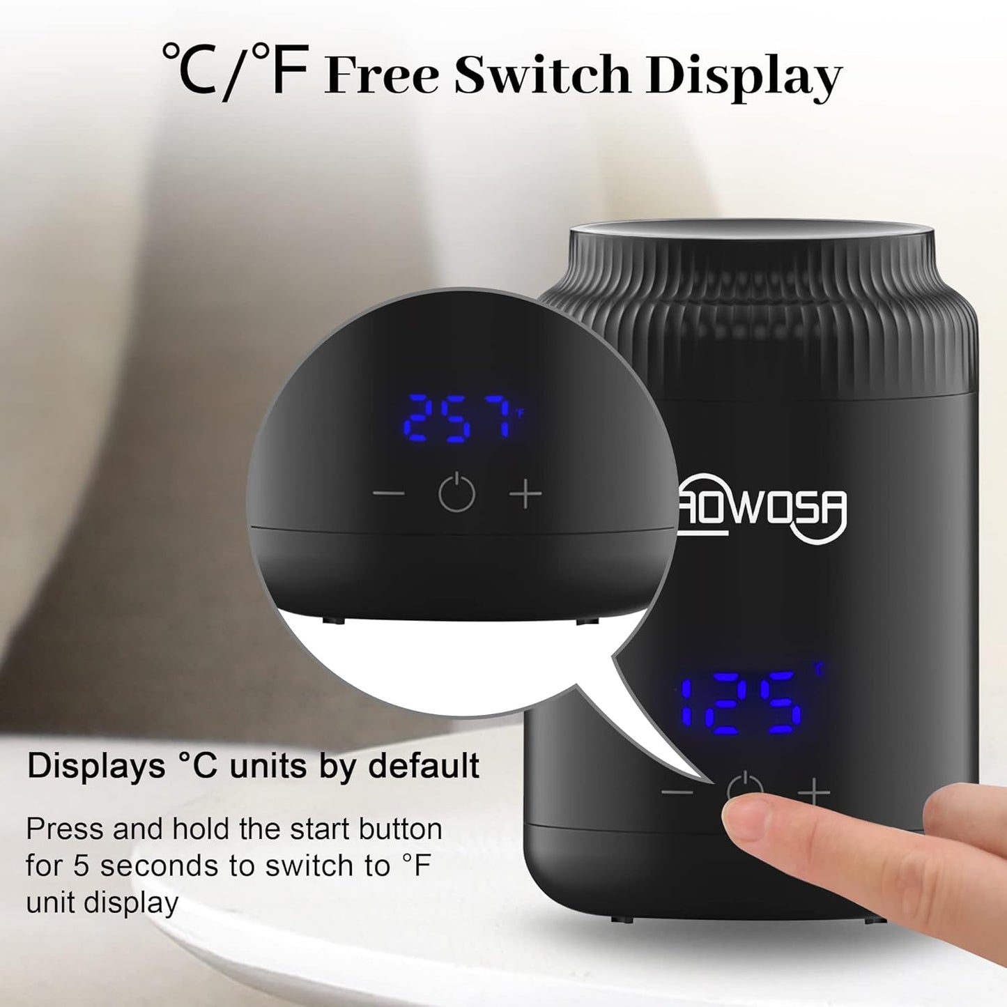 Mini Wax Pot Warmer for Hair Removal, Professional Portable Digital Wax Heater Machine for Facial Body SPA Salon, with 200ml Non-stick Pot, ℃/℉ Switchable Display, 100 Brow Sticks