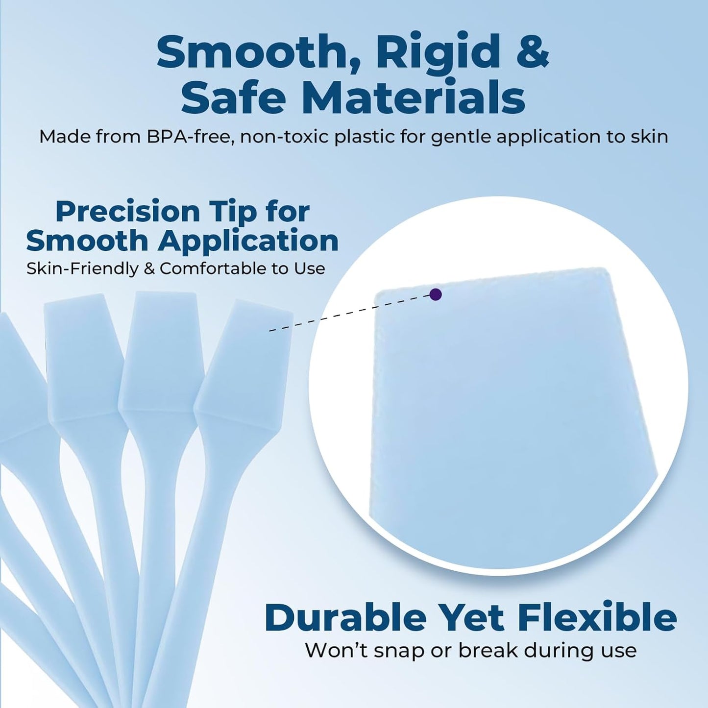 Mini Cosmetic Spatula (2.5”, 100 Pack) - Small Plastic Spatula for Skincare, Creams, & Crafts | Makeup Spatula or Multipurpose Mini Applicator for Mixing, Cosmetic, Face Mask | Sky Blue