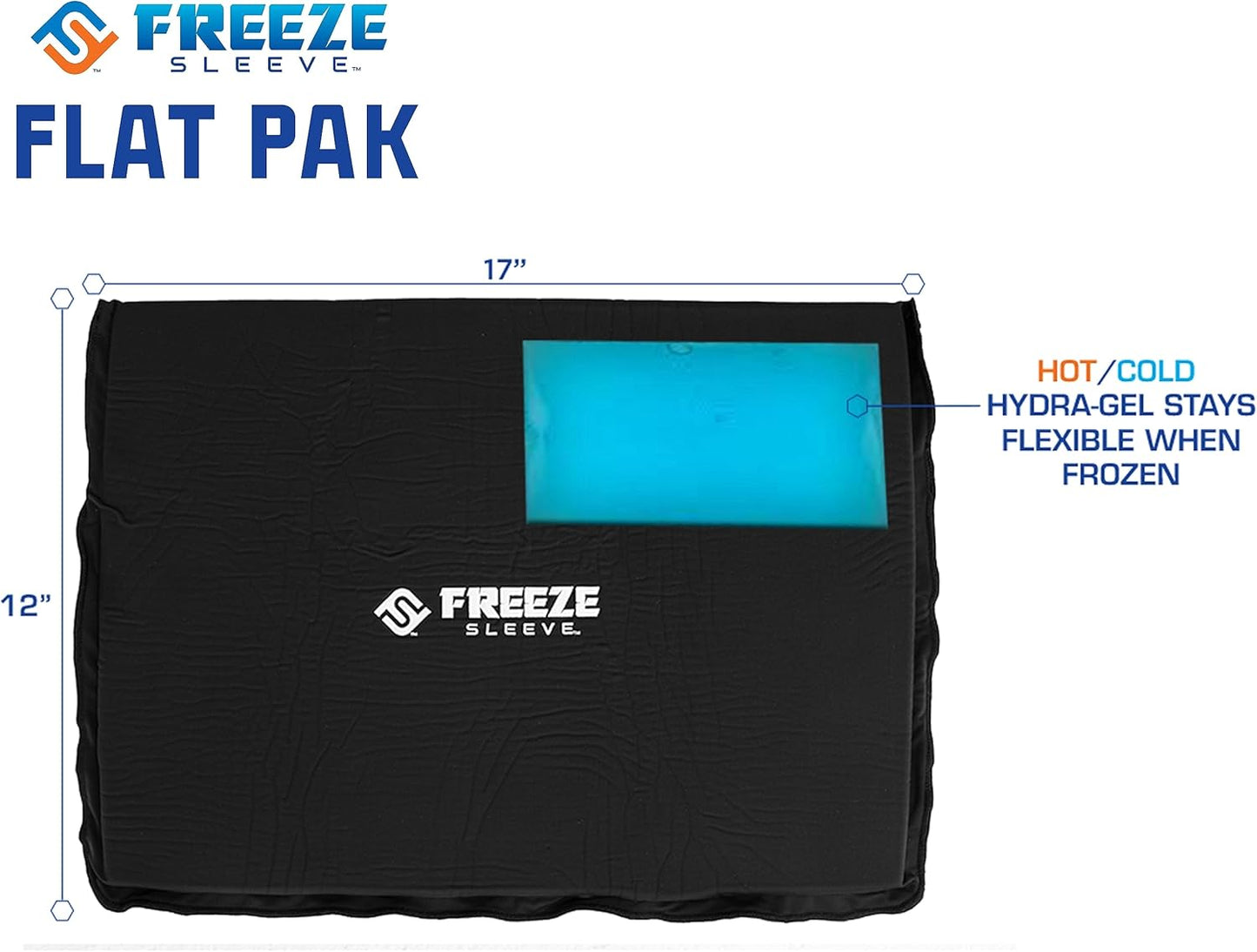 FreezeSleeve Flat Pak | 12" x 17" Extra Large Reusable Gel Ice Pack for Hot and Cold Therapy | Soft Flexible Cooling Pad for Back Hip Leg Injuries and Pain Relief | Cold Compress for Injury Recovery