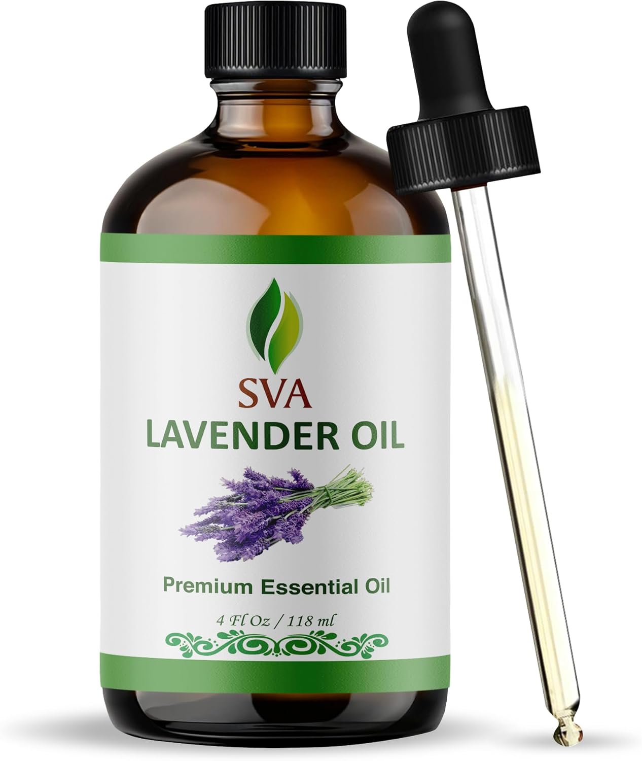 SVA Lavender Essential Oil – 4 Fl Oz – 100% Natural Lavender Oil - for Diffuser, Hair Care, Face, Skin Care, Aromatherapy, Scalp and Body Massage, Soap and Candle Making – with Dropper
