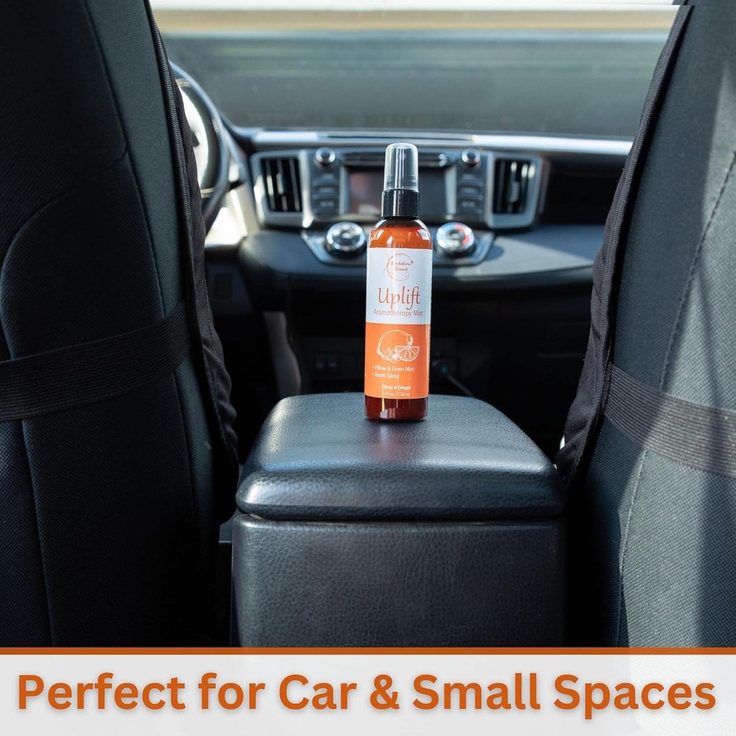 Uplift Aromatherapy Room Spray for Energy Boost. Lemon, Bergamot & Ginger Essential Oil Multi-Use Citrus Spray, Linen Mist, Natural Car Air Freshener & Closet Deodorizer by Brookethorne Naturals