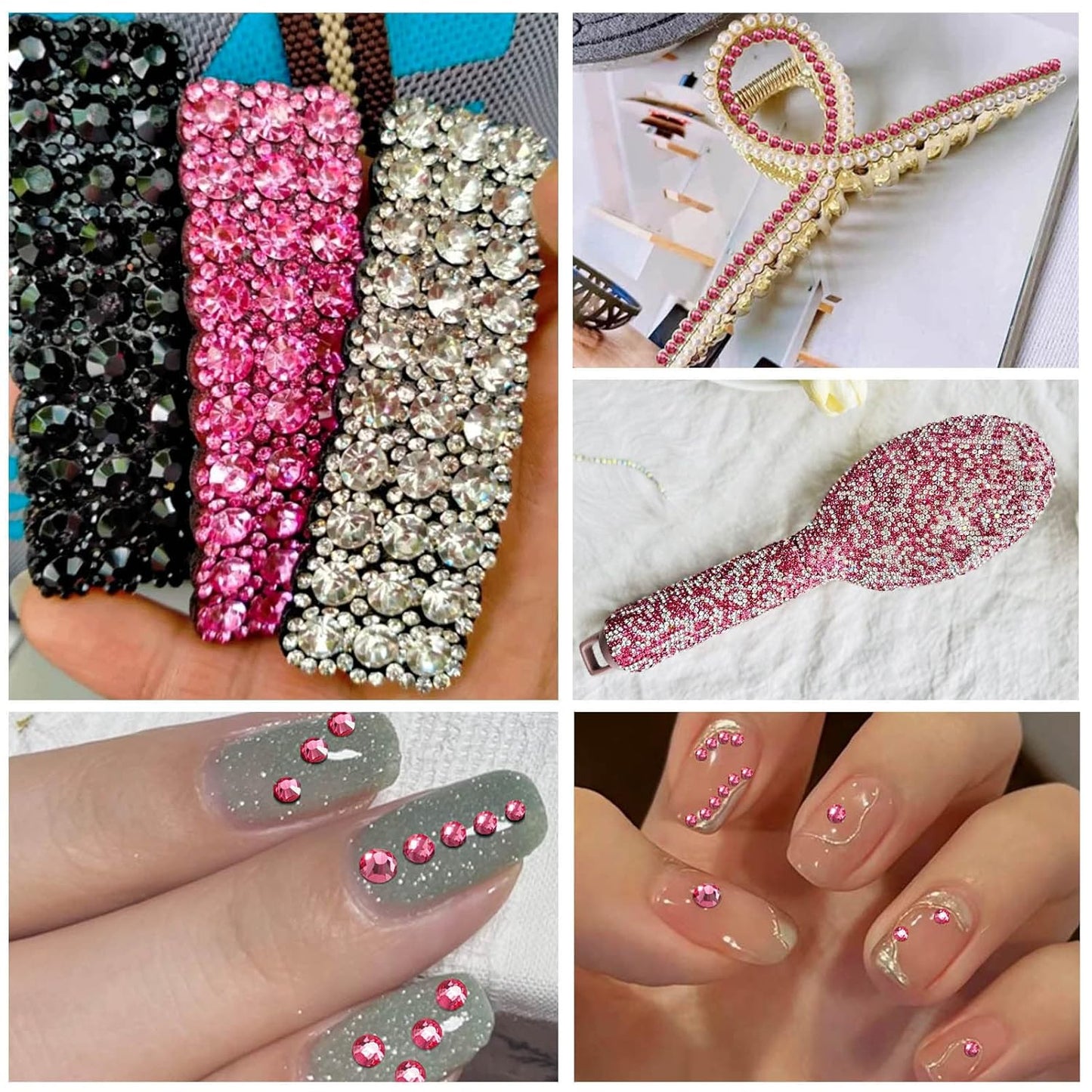 beadsland Flat Back Crystal Rhinestones Round Gems for Nail Art and Craft Glue Fix,Rose (6.4-6.6mm) SS30/288pcs