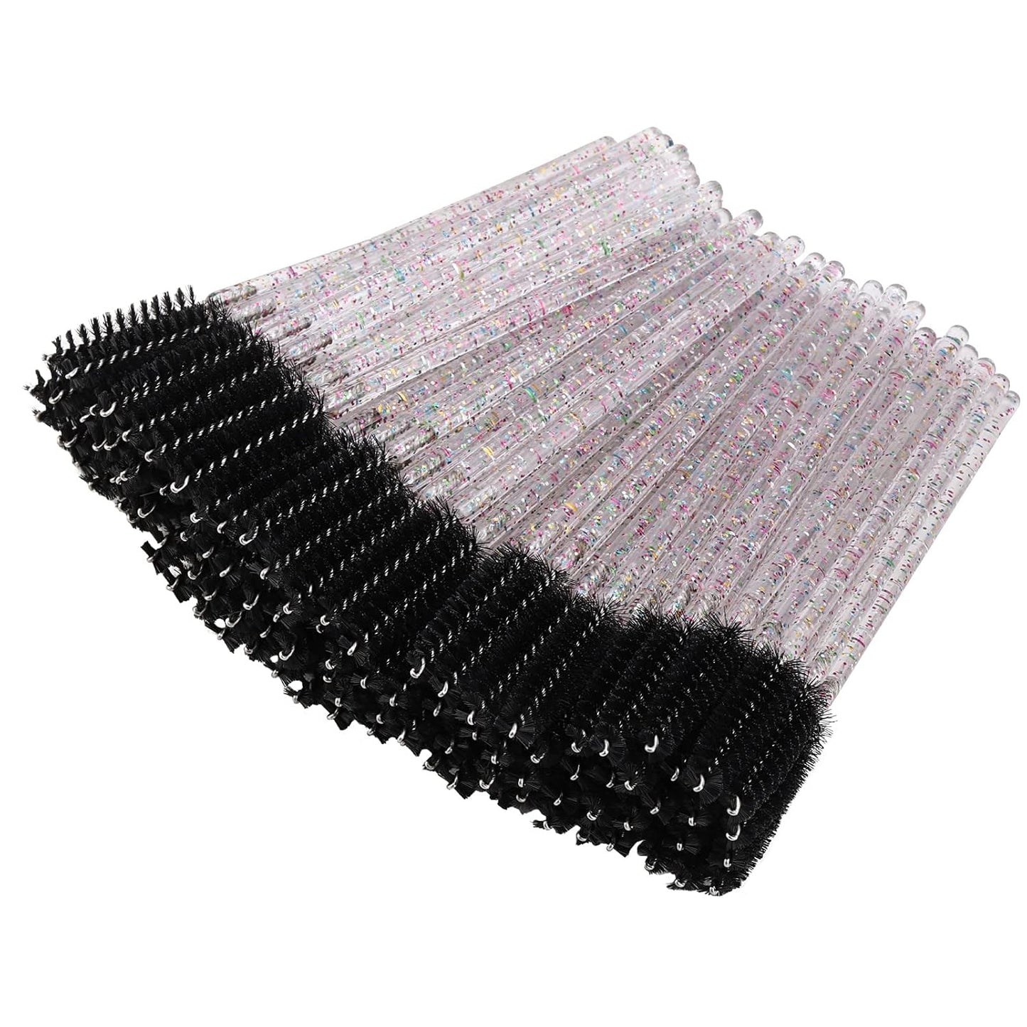 BTYMS 100 Pieces Eyelash Mascara Brushes Disposable Lash Wands Makeup Applicators Eyebrow Spoolies Brush for Eyelash Extensions - Black