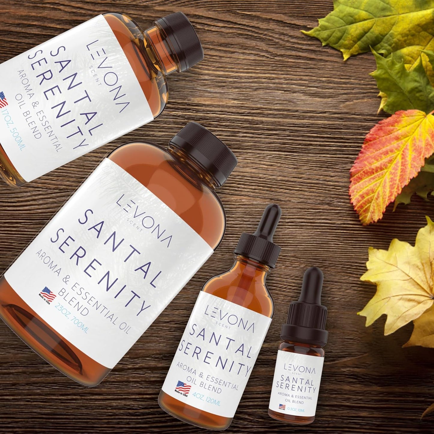 Levona Scent Santal Serenity Essential Oil: Notes of Sandalwood, Papyrus & Amber - Essential Oils for Hotel, Home and Office - Fragrance Oil for diffusers & Humidifiers - Home Luxury Scents-120 Ml