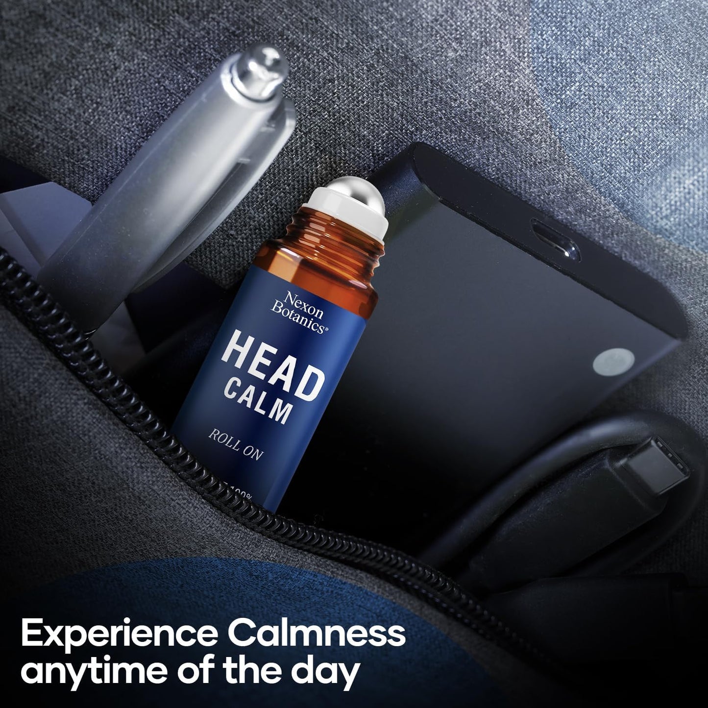 Head Calm Essential Oil Roll-On 10 ml - Soothing Migraine Roller Ball for Headache Relief - Pure Natural Essential Oils - Nexon Botanics