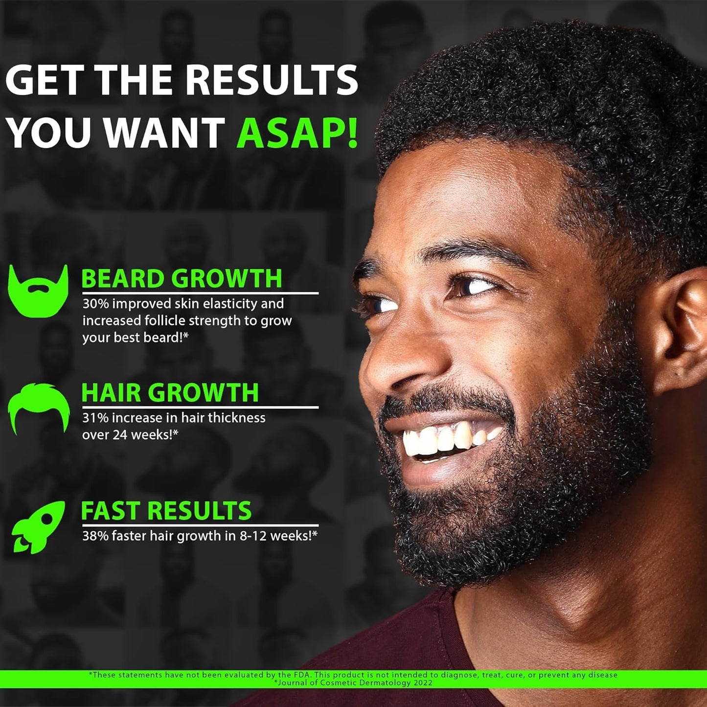 Liquid Biotin Collagen Peptides for Beard Growth and Thickening - Men's Beard and Hair Growth Supplement - Biotin Liquid Drops 96,000mcg 6X More Absorption