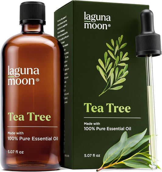 Lagunamoon Australian Tea Tree Essential Oil (150ml) - XXL Bottle with Drops for Candle Making Scents and Cleaning Products - Fragrance Oil for Aromatherapy, Relaxation, Diffusers, Yoga, Home Care