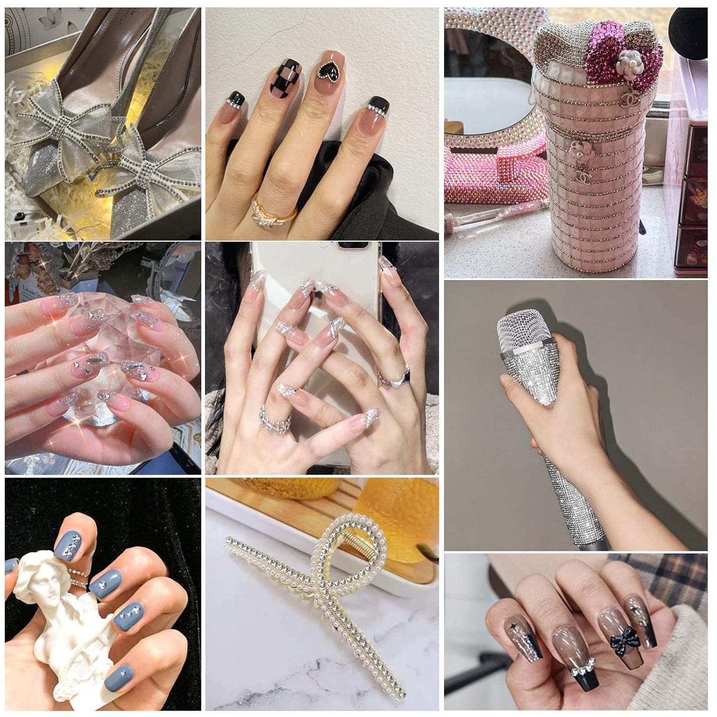 beadsland Flat Back Crystal Rhinestones Round Gems for Nail Art and Craft Glue Fix, Silver Hematite (2.9-3.0mm) SS12/1440pcs