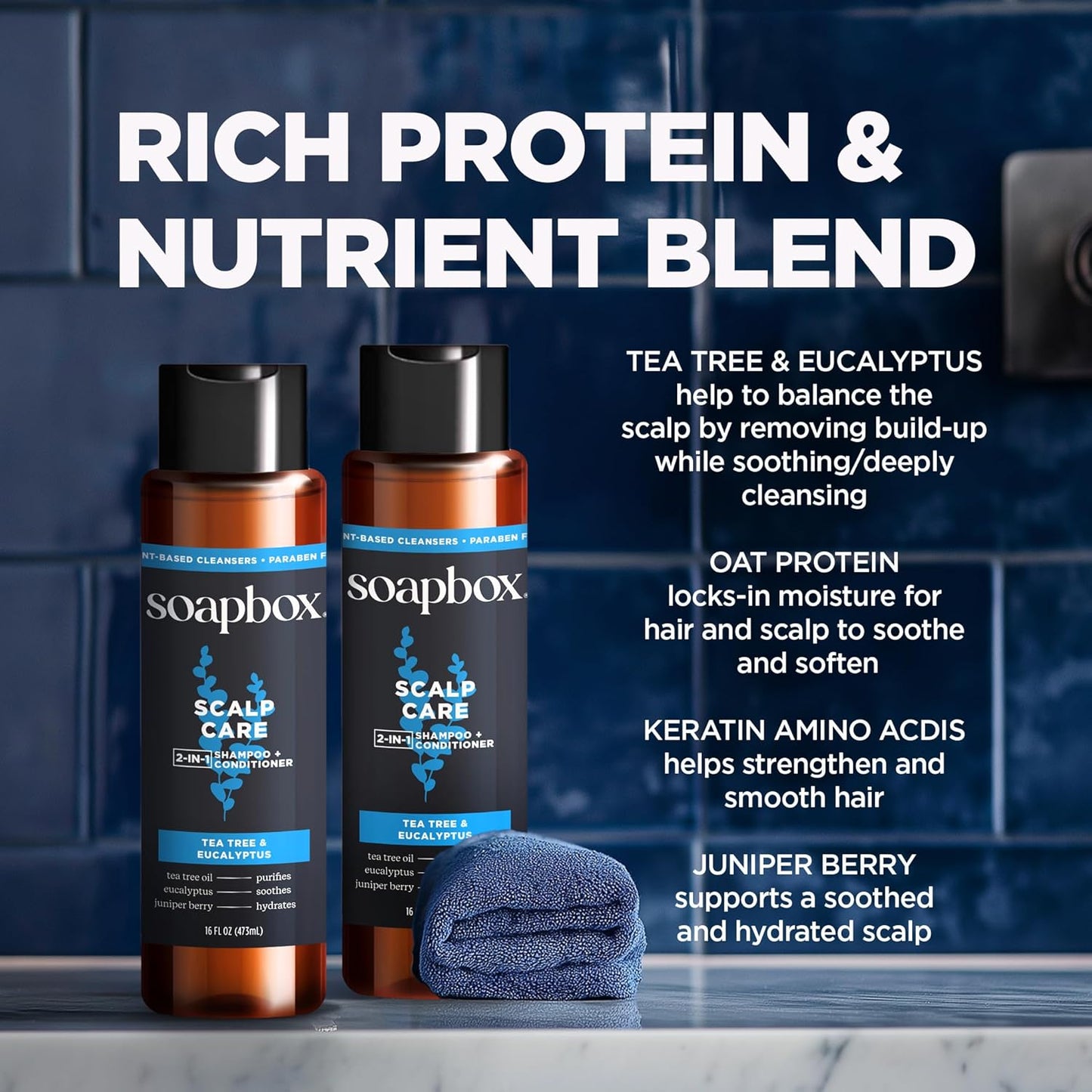 Soapbox Men's Scalp Care 2 in 1 Shampoo and Conditioner For Men, Natural Mens Shampoo and Conditioner, Tea Tree & Eucalyptus, 16oz