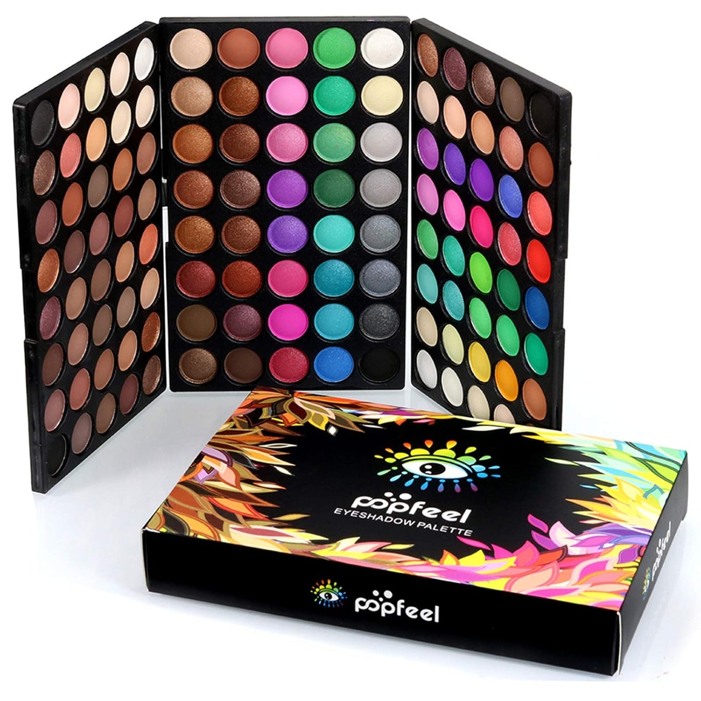 120 Color Eyeshadow Palette Kit with 10 Pcs Foundation Makeup Brush, Professional Daily Use Colorful with Velvety Texture Eyeshadow Palette, Highly Pigmented Waterproof Long Lasting Makeup