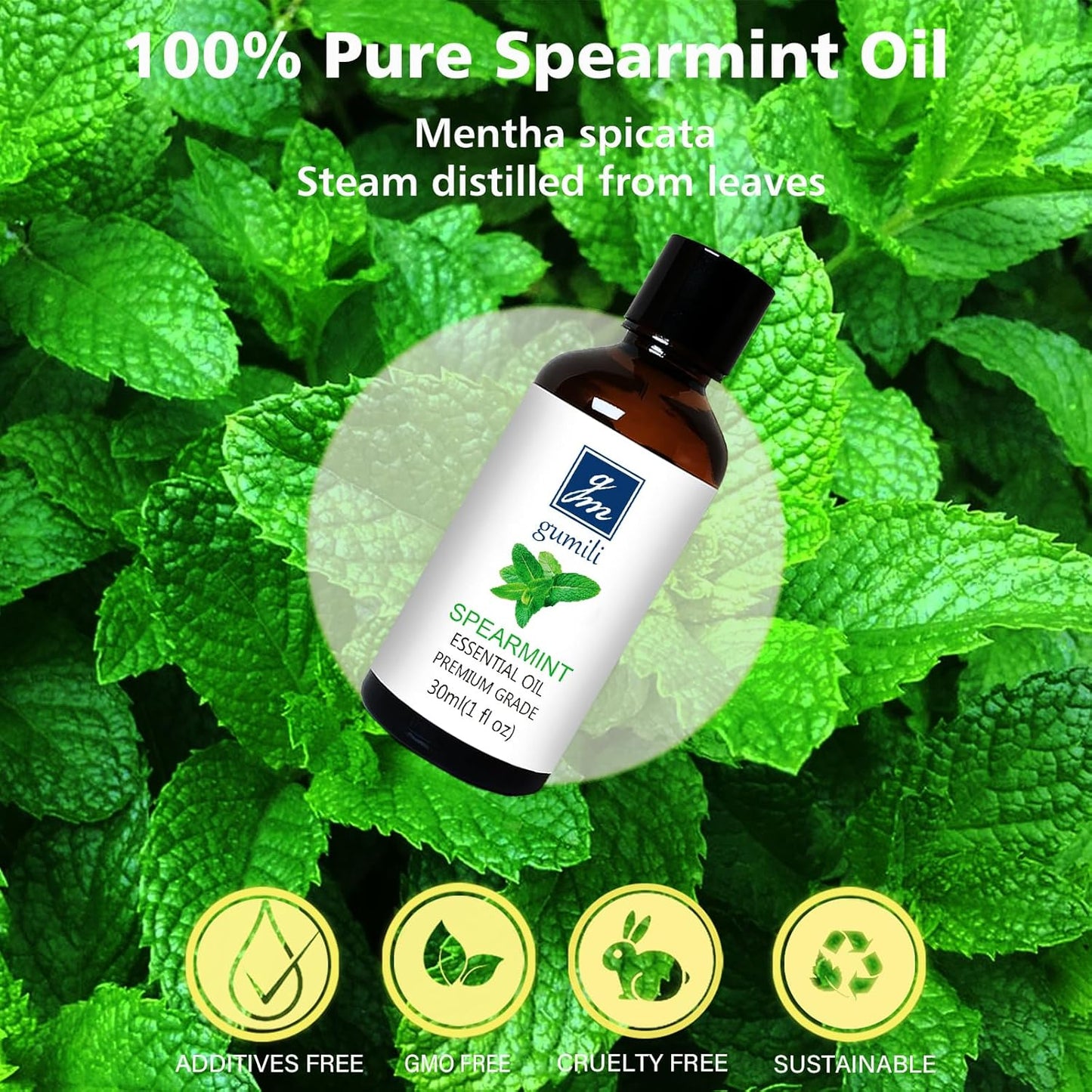 Spearmint Essential Oil 1 Oz, 100% Pure Natural Spearmint Oil, Refreshing Aromatherapy Essential Oils for Diffuser, Face, Skin, Hair Care