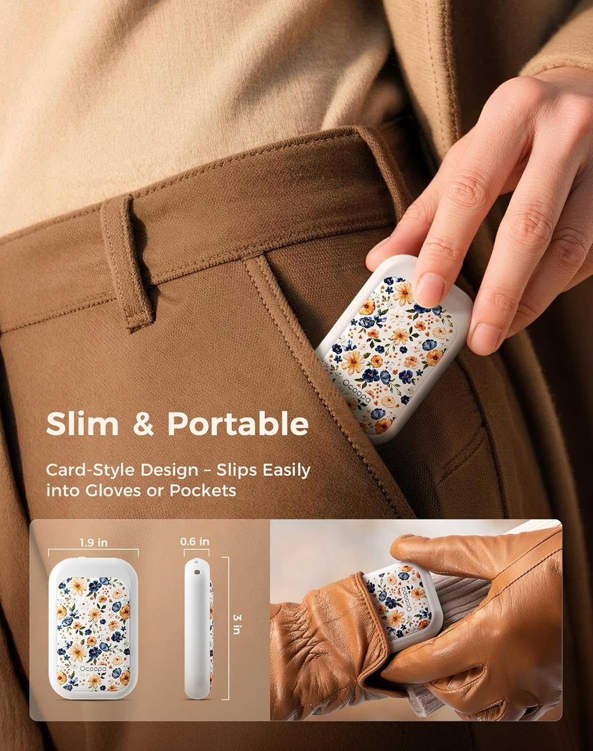 OCOOPA AI Magnetic Hand Warmers Rechargeable 2 Pack, 5000mAh Ultra-Thin Electric Glove Heater Handwarmer,UL Certified, Men Women Gifts for Christmas,Birthday,Winter Essentials,UT4 Young