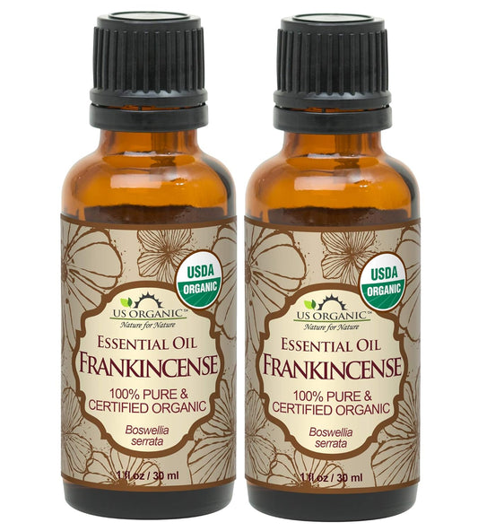 US Organic 100% Pure Frankincense Essential Oil, USDA Certified Organic, Steam Distilled, Boswellia serrata, Origin_India, Use Topically or in Diffuser (30 ml, Value 2Pack)