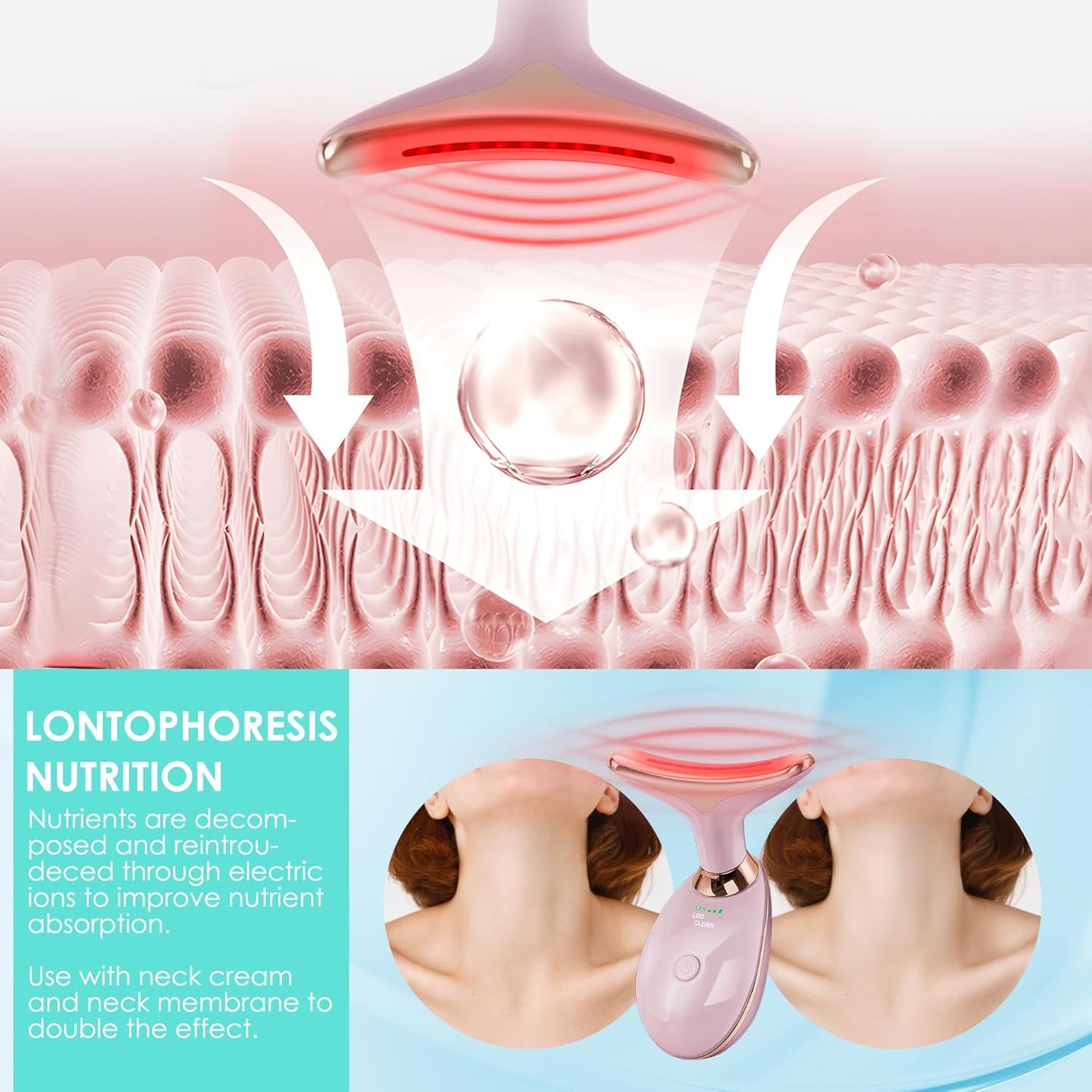 Facial Massager Red-Light-Therapy-for-Face and Neck, Face 𝖲 culpting Wand with 7 Color - Birthday, Christmas, Mothers Day, Valentines Day Gifts for Her Women Mom Best Friend Wife Teacher (Rose Gold)