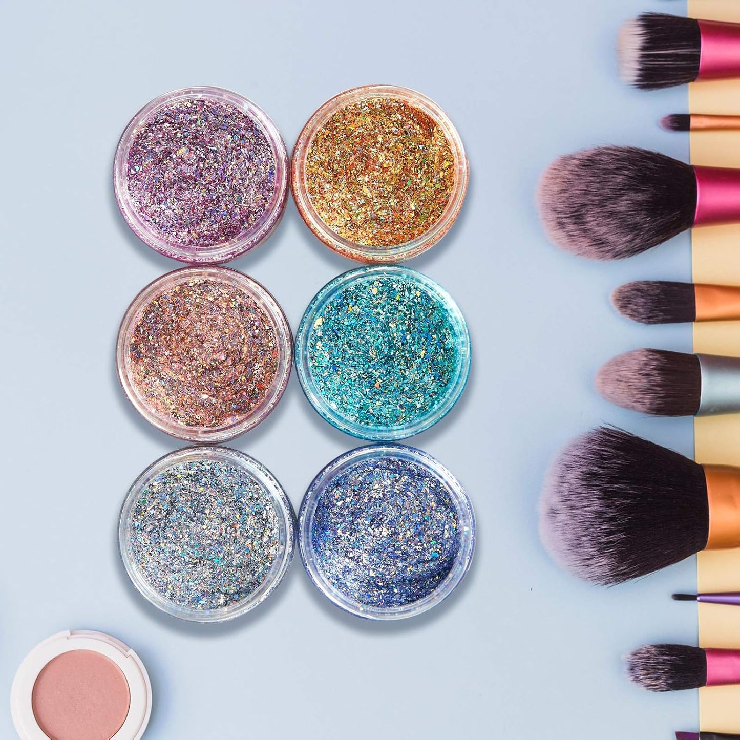 50 Pack 2 OZ Plastic Jars Round Clear Cosmetic Container Jar with White Lids, Eternal Moment Plastic Slime Jars for Lotion, Cream, Ointments, Makeup, Eye shadow, Rhinestone, Samples, Travel Storage