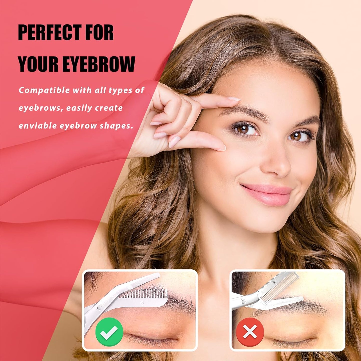 LePinko Eyebrow Trimming Scissors with Combs, Gifts For Men Women Stocking Stuffers, Black