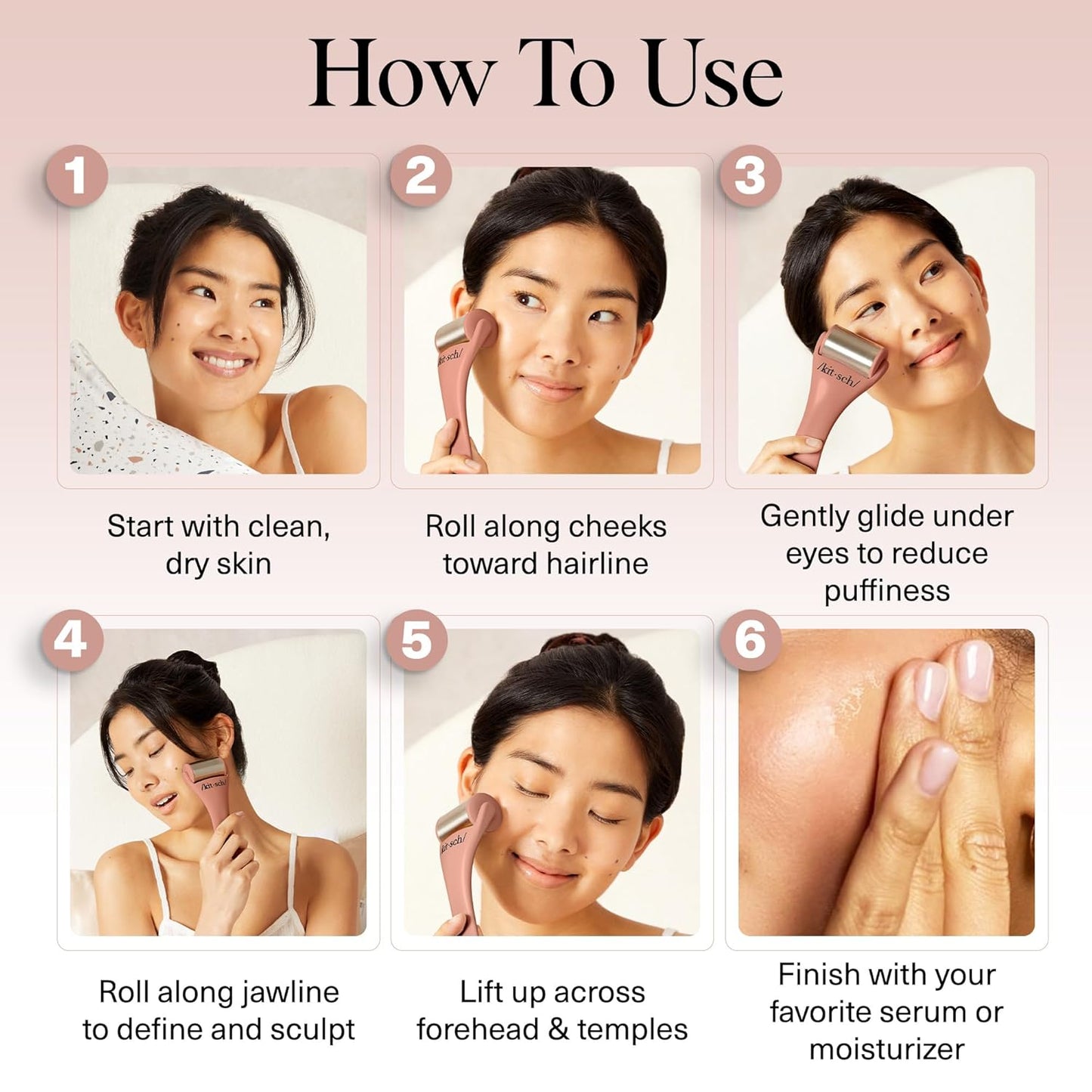 Kitsch Ice Roller for Face – Stainless Steel Face Ice Roller to Reduce Puffiness, Redness & Headaches – Cooling Facial Roller for Skin Care, Irritation Relief & Spa-Like Experience at Home - Pink