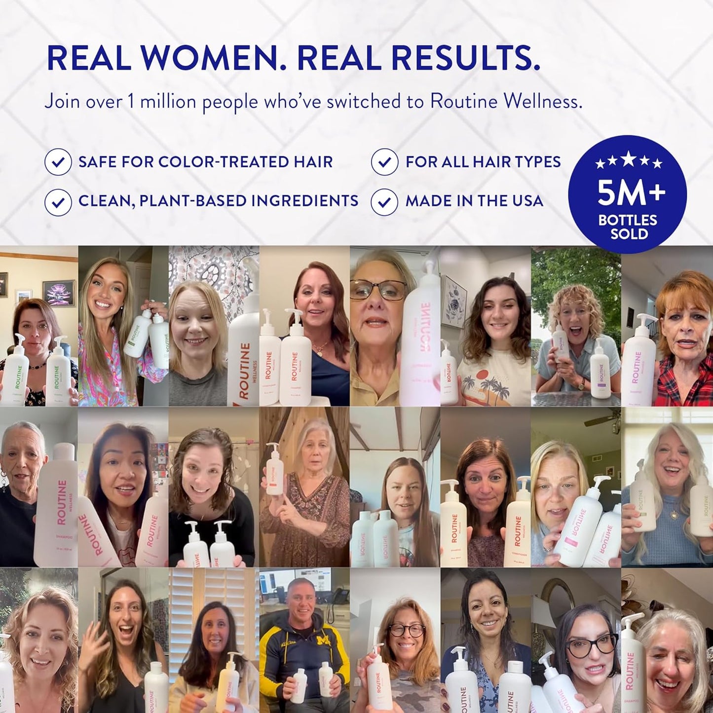 Routine Wellness Anti-Thinning Shampoo for Thinning Hair - Biotin DHT Blocker Women & Men - Color Safe Shampoo for Hair Loss & Healthy Hair - Rose Hips - 14oz