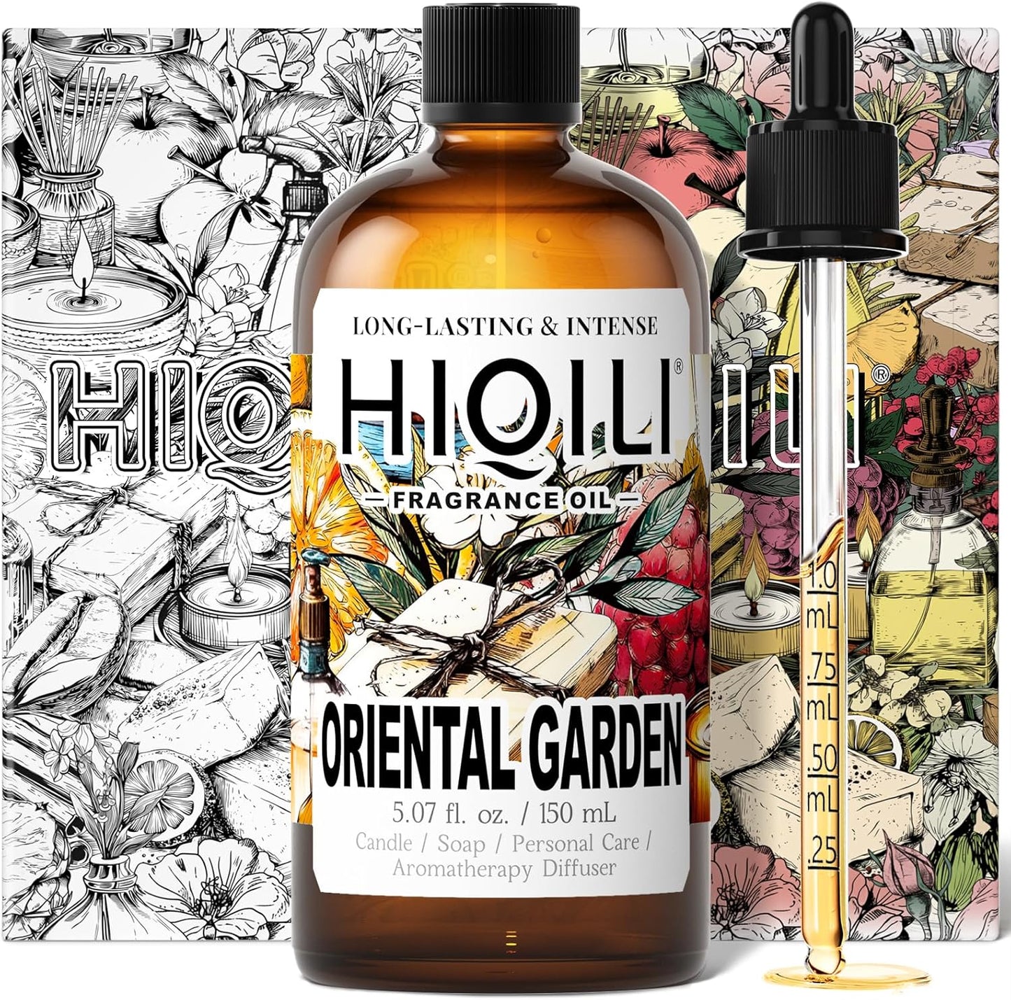 HIQILI Oriental Garden Fragrance Oil for Candle & Soap Making, Inspired by H.er-mes Le-Jrn deMonsr-Li, Luxury Hotel Scents for Essential Oil Diffuser, Aromatherapy - 5.07 Fl Oz
