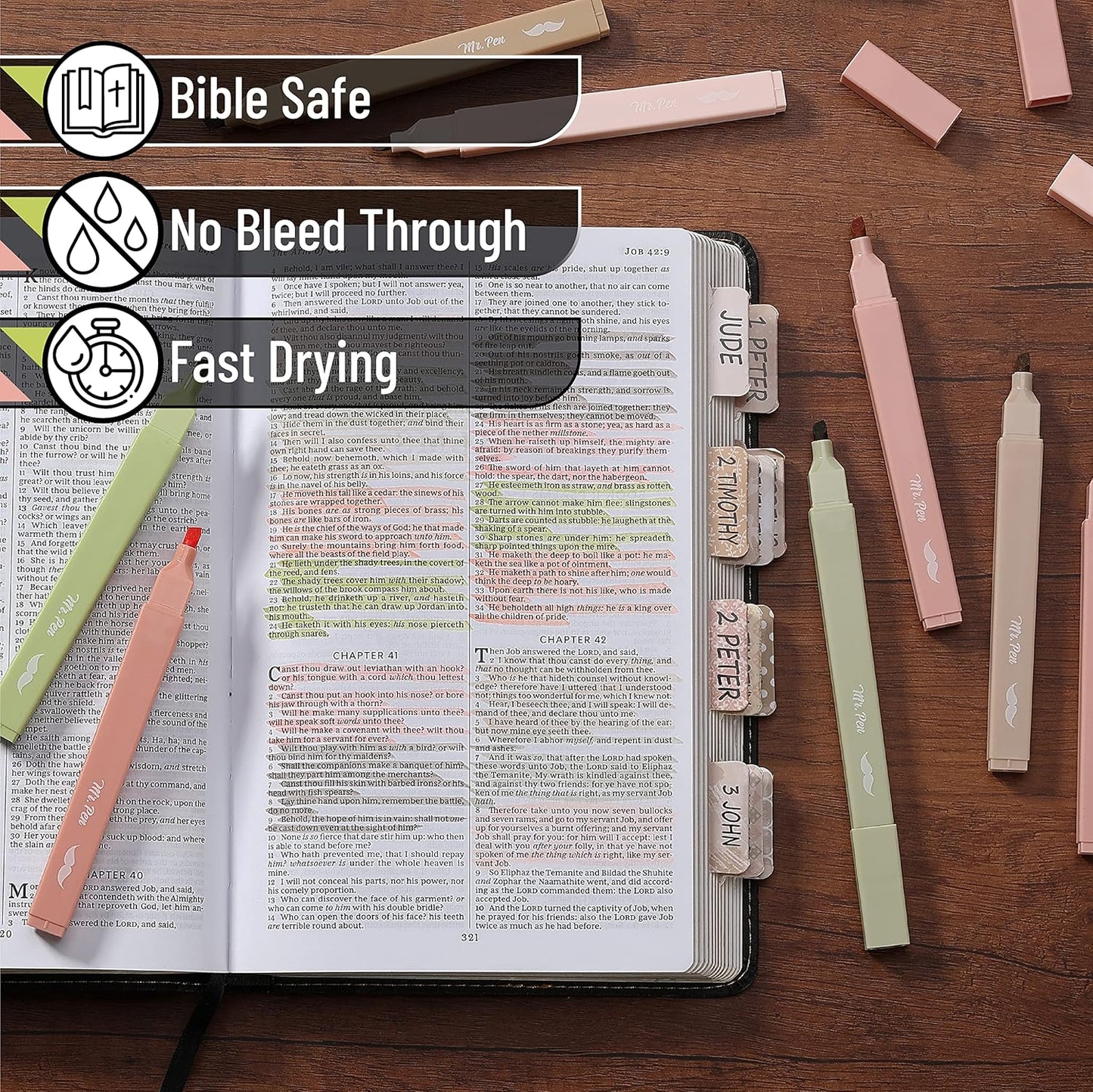 Mr. Pen- Aesthetic Highlighters, 8 pcs, Chisel Tip, Boho Colors, No Bleed Bible Highlighter Pastel, Assorted Colors, Cute, Back to School Supplies